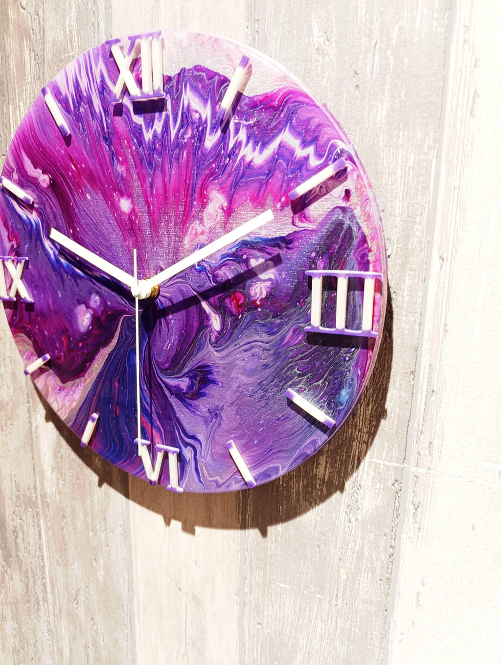 Rose Bloom – Pink Acrylic Pour Clock, Feminine Wall Art, Handmade Resin Clock, Unique Gift for Her, Modern Home Decor