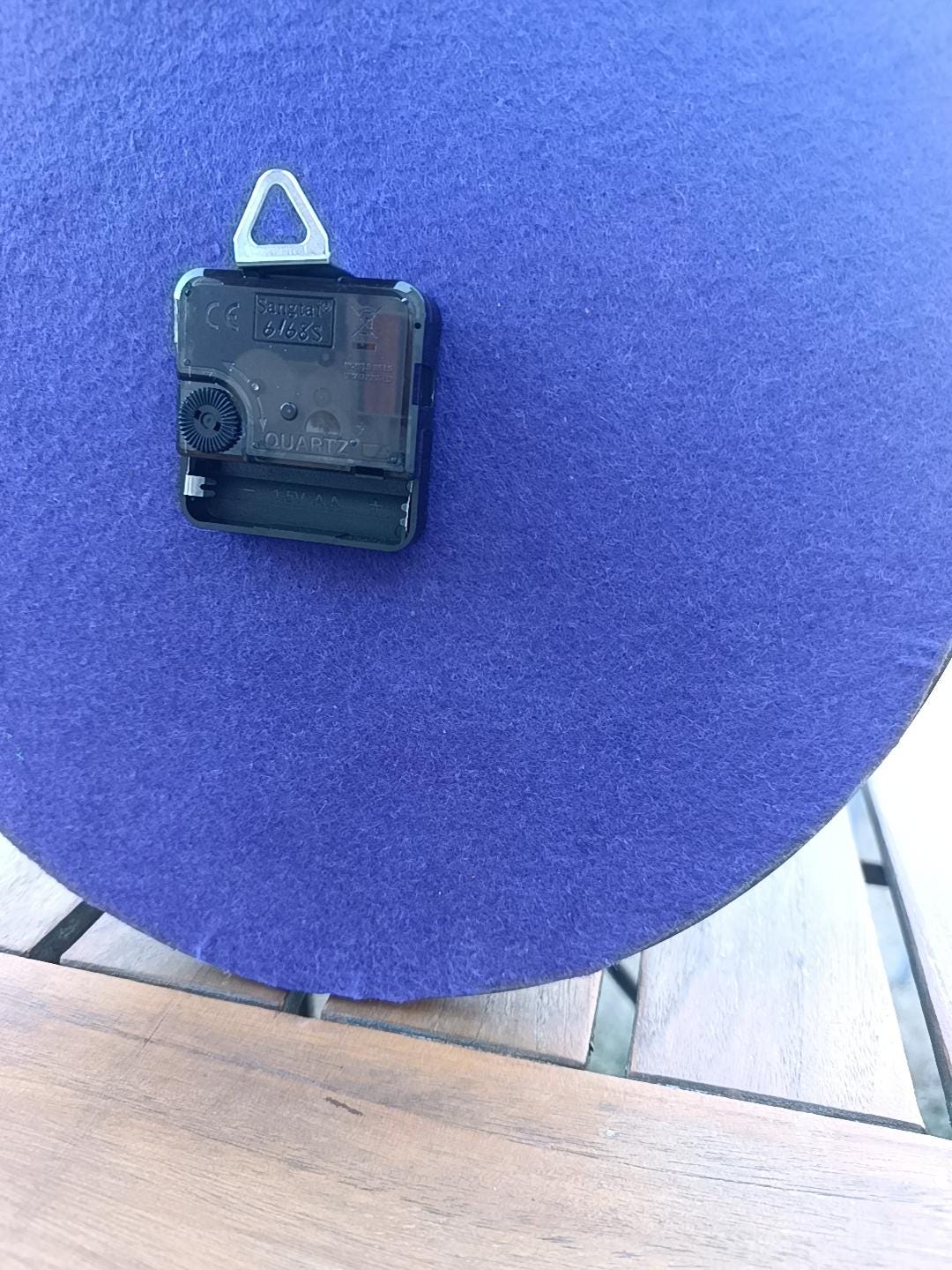 Handmade Acrylic Pour Wall Clock – 30cm – Black, Blue & Purple Swirl