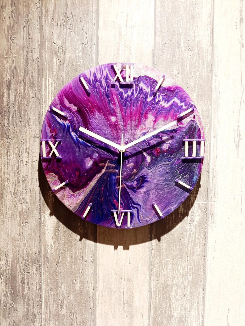 Rose Bloom – Pink Acrylic Pour Clock, Feminine Wall Art, Handmade Resin Clock, Unique Gift for Her, Modern Home Decor
