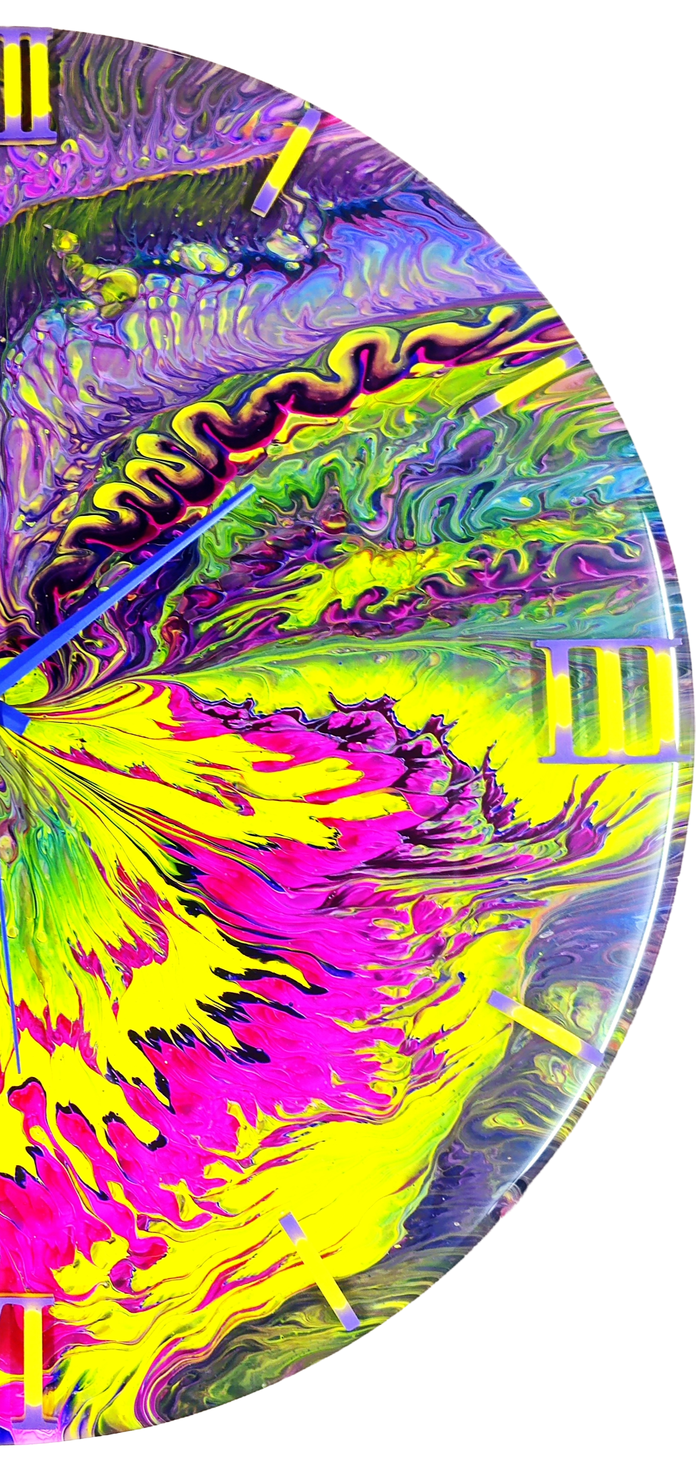 Wandklok 40cm Color Burst Neon - Kleurexplosie Acryl Pour - Handgemaakt