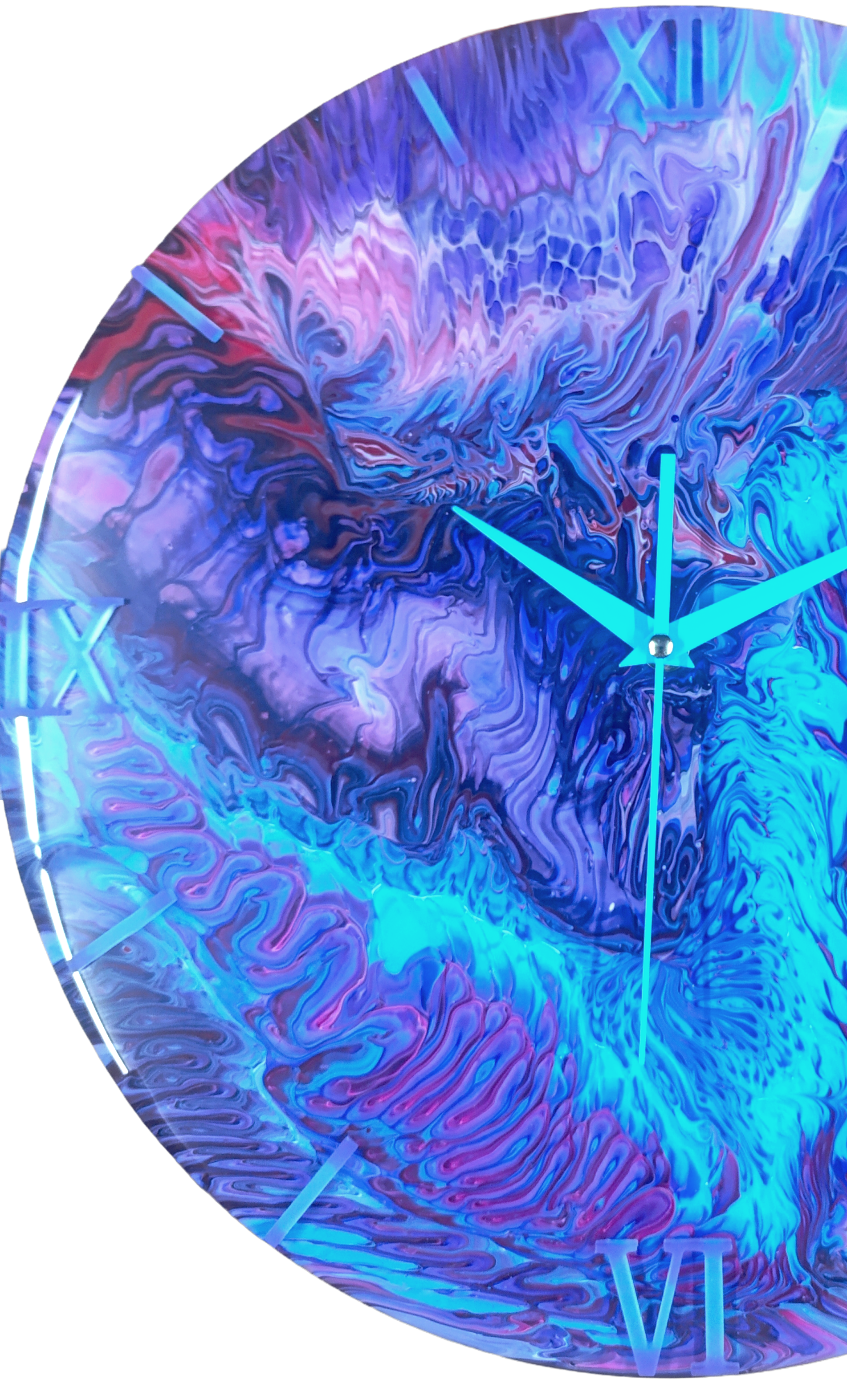 Wandklok 40cm Atomic Burst Multicolor - Explosief Design Acryl Pour - België