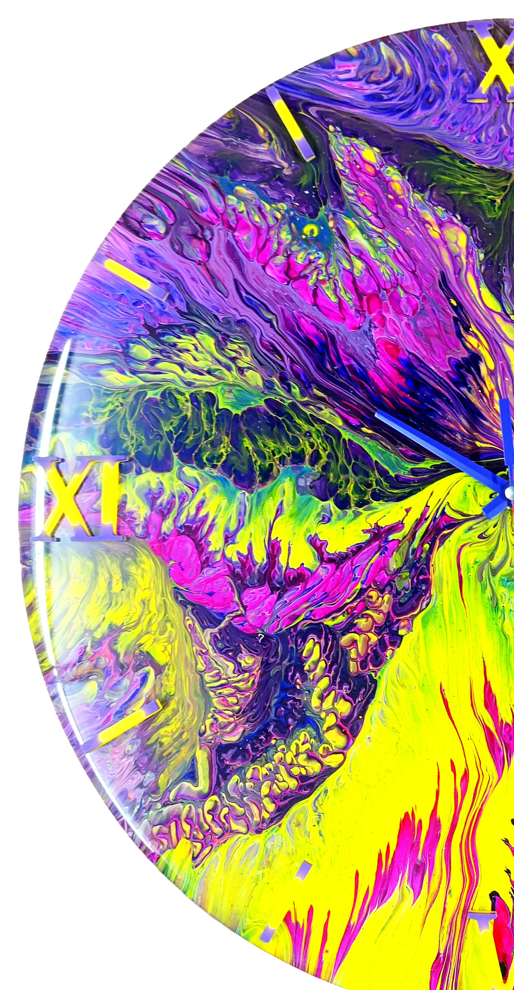 Wandklok 40cm Color Burst Neon - Kleurexplosie Acryl Pour - Handgemaakt